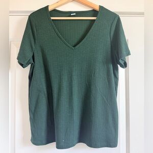Old Navy Dark Green V-Neck Short Sleeve Tee